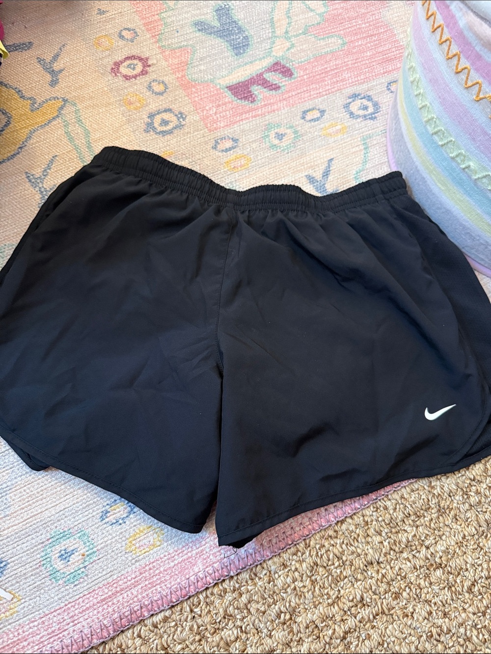 Nike Girl’s Black Athletic Running Shorts with White Swoosh size xl